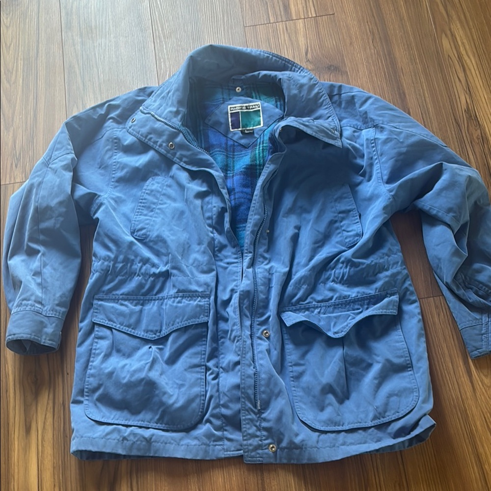 Blue Vintage Pacific Trail Jacket with Plaid Lining Large